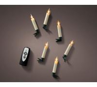 Lumineo Clip On Christmas Tree Candle Lights 10 Warm White LED Flickering Candles Battery Operated
