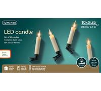 Lumineo Clip On Christmas Tree Candle Lights 10 Warm White LED Flickering Candles Battery Operated