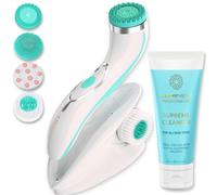 Lumineo Facial Cleansing Brush with 4 Silicone Brush Heads, with Cleansing Gel for pores, Peeling and Removing blackheads, Electric USB Facial Brush for All Skin PRO Turquoise (All Skin Types)