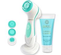 Lumineo Facial Cleansing Brush with Cleansing Gel, Pore Exfoliating and Blackhead Cleansing, Electric USB Face Brush for Gentle Deep Cleansing (Turquoise (Normal Skin))
