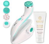 Lumineo Facial Cleansing Brush with Silicone Brush Heads, with Cleansing Gel for pores, Peeling and Removing blackheads, Electric USB Facial Brush for All Skin (PRO Turquoise (Sensitive Skin))