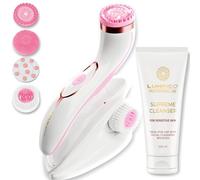 Lumineo Facial Cleansing Brush with Silicone Brush Heads, with Cleansing Gel for pores, Peeling and Removing blackheads, Electric USB Facial Brush for All Skin (PRO Rose (Sensitive Skin))
