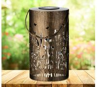 Lumineo Large Wild Meadow Solar Table Lantern Rustic Warm White Tall Garden Lamp 28Cm