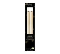 Lumineo LED Candles Cream Warm White Set of 2 Pieces 24.5 x 2.2 cm Grooved Timer Indoor Long Working Time