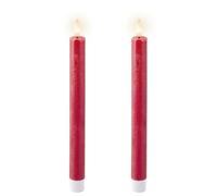 Lumineo LED Tapered Candle Wax Christmas Red/Warm White 24.5 cm Set 2