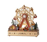 Lumineo LED Wood Ferris Wheel Scene, 11" Tall, Warm White LEDs, Musical