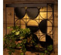 Lumineo Metal Solar Wall Art Light Black Art Deco Cube Garden Light Warm White Led 35Cm