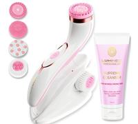 Lumineo PRO deep Facial Cleansing, face Brush with 4 Brush attachments, USB-C, IPX6 Waterproof, with Cleansing Gel for Acne-Prone, Oily and Flaky Skin (Rose)