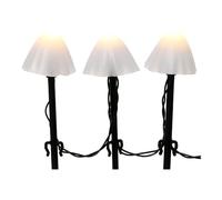 Lumineo Set of 20 White Mushroom Stake Lights Mini Christmas LED Pathway Pot Lights Warm White LEDs 8 Function Twinkle Effect