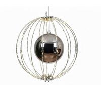 Lumineo Silver Christmas Led Ball Light Warm White Metal Ball With Silver Bauble 28Cm