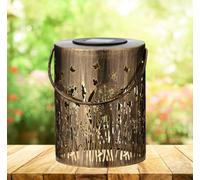 Lumineo Wild Meadow Solar Table Lantern Rustic Warm White Decorative Garden Tabletop Lamp 18cm