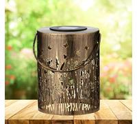 Lumineo Wild Meadow Solar Table Lantern Rustic Warm White Decorative Garden Tabletop Lamp 18cm