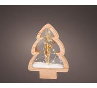 Lumineo Wooden Tree Ornament Christmas Light Decoration In Tree Shape Wooden Frame 28Cm