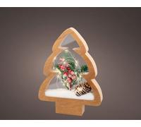 Lumineo Wooden Tree Ornament Christmas Light Decoration Tree Frame Berry Foliage 28Cm