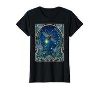 Luminescent Firefly Art Nouveau Insect Value Graphic T-Shirt, Women, Black, M