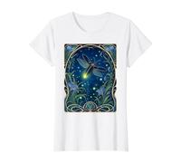 Luminescent Firefly Art Nouveau Insect Value Graphic T-Shirt, Women, White, S