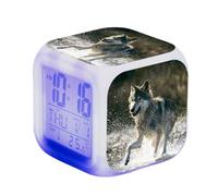 LuminescentDream Animal Wolf Alarm Clock Digital Alarm Clock LED Display Clocks With Adjustable Snooze 12/24Hr Temperature Date Birthday Gifts For Teenagers