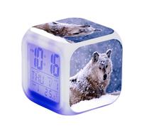 LuminescentDream Animal Wolf Alarm Clock Digital Alarm Clock LED Display Clocks With Adjustable Snooze 12/24Hr Temperature Date Birthday Gifts For Teenagers