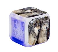 LuminescentDream Animal Wolf Alarm Clock Digital Alarm Clock LED Display Clocks With Adjustable Snooze 12/24Hr Temperature Date Birthday Gifts For Teenagers