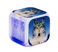 LuminescentDream Animal Wolf Alarm Clock Digital Alarm Clock LED Display Clocks With Adjustable Snooze 12/24Hr Temperature Date Birthday Gifts For Teenagers