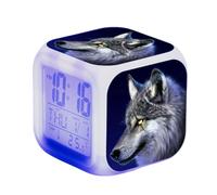 LuminescentDream Animal Wolf Alarm Clock Digital Alarm Clock LED Display Clocks With Adjustable Snooze 12/24Hr Temperature Date Birthday Gifts For Teenagers