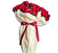 LuminescentDream Crochet Flower Rose Bouquet Blanket - Handmade Knitted Rose Floral Bed Throw Blanket Pastel Tones Of Flowers Gift For Mother’s Day,Birthday,Home Decor