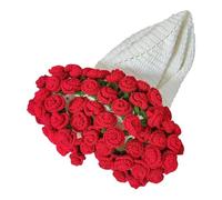 LuminescentDream Crochet Rose Bouquet Blanket Hand Knitted,Soft And Lightweight Romantic Red Roses Flower Bouquet Knitted Throw Blankets,For Teacher,Girlfriend,Mother