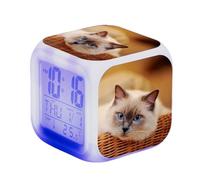 LuminescentDream Cute Cat Digital Alarm Clock Teens LED Night Bedside Alarm Clock Square Illuminated LCD Clock Wake Up Alarm Clock Gifts For Boys And Girls