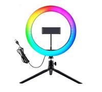 LuminescentDream Desktop RGB Ring Light,Dimmable Ring Light,22 RGB Colors,360°Rotatable Lighting,Remote Controller,USB Charging,For Photography,live Broadcast,selfie