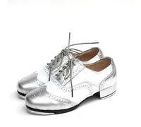 LuminescentDream Girls Tap Dancing Shoes,Beginner Tap Dance Shoe,Soft Leather Jazz Shoe,Breathable Lightweight And Comfortable Dance Shoes,for Stage Performances