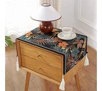 LuminescentDream Small Tablecloth Square Cotton Tassel Bedside Table Cover Dust-Proof Washable Table Cloth For Boho Party Decorations For Kitchen,Dining,Tabletop Decoration(35 * 90cm)