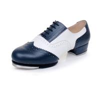 LuminescentDream Women’s Junior Dance Shoes,Beginner Tap Dance Shoe,Lace Up Leather Dance Tap Shoes,Low Heel Dance Shoes,Ballroom Step Shoes For Childrens And Adult