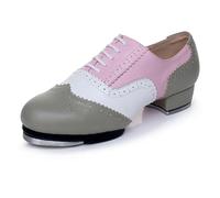 LuminescentDream Women’s Junior Dance Shoes,Beginner Tap Dance Shoe,Lace Up Leather Dance Tap Shoes,Low Heel Dance Shoes,Ballroom Step Shoes For Group Performances