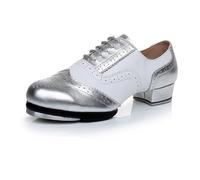 LuminescentDream Women’s Junior Dance Shoes,Beginner Tap Dance Shoe,Lace Up Leather Dance Tap Shoes,Low Heel Dance Shoes,Ballroom Step Shoes For Childrens And Adult
