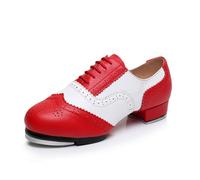 LuminescentDream Women’s Junior Dance Shoes,Beginner Tap Dance Shoe,Lace Up Leather Dance Tap Shoes,Low Heel Dance Shoes,Ballroom Step Shoes For Group Performances