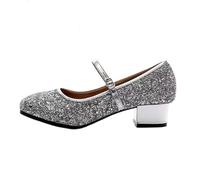 LuminescentDream Women's Sequins Latin Ballroom Dance Shoes Closed Toe Low Heel Tango Cha-cha Wedding Evening Dancing Shoes Cushion Breathable Cowhide Sole,4 Colors