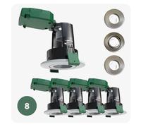 Lumineux Fire Rated CAN Only GU10 Downlights, Multi-Configurable, 8-Pack, IP20/IP65 Compatible 70/75mm Hole Cut Out (IP65 Brushed Chrome)