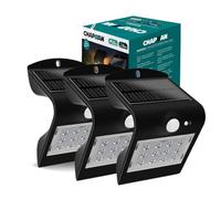 Lumineux Lighting Chapman Muirfield Solar Powered LED Security Light, Black, PIR Motion Sensor, 1.5W, IP65 Waterproof, 4000K, Outdoor Wall Light for Garden (3 Pack - Black)