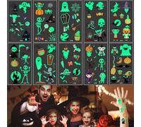 Lumineux tatouage Halloween, Glow in the Dark Halloween Tattoos Children's Tattoo Halloween Decoration for Halloween Party Decoration Accessories