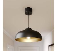 Luminex Basca hanging light, black exterior, gold interior, 1-bulb.