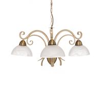 Luminex Flora chandelier, three glass shades, white/brass