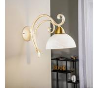 Luminex Flora wall light, one glass shade, white/brass