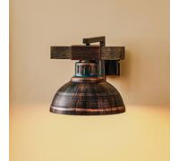 Luminex Hakon wall light, rust brown/natural wood