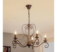 Luminex Mauro chandelier, black, 5-bulb, Ø 62 cm, metal, E14
