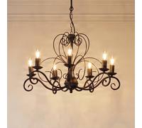 Luminex Mauro chandelier, black, 7-bulb, Ø 62 cm, metal, E14