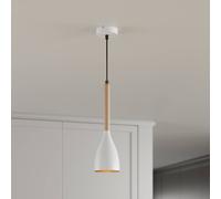 Luminex Muza pendant light, 1-bulb, white/light wood