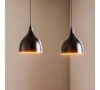 Luminex Nanu pendant light in black metal with 2 bulbs