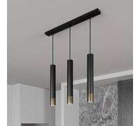 Luminex Nest pendant light, 3-bulb, linear, black/gold