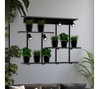 Luminex Shelf wall light, black, width 102 cm, wood, 4-bulb.