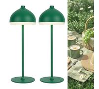 LuminexDesigns 2-Pack Cordless Table Lamp-5200 mAh Rechargeable LED Bedside & Bathroom Lamp with 3 Light Colours,Dimmable Touch Control,Portable Lamp for Living Room & Outdoor,Olive Green